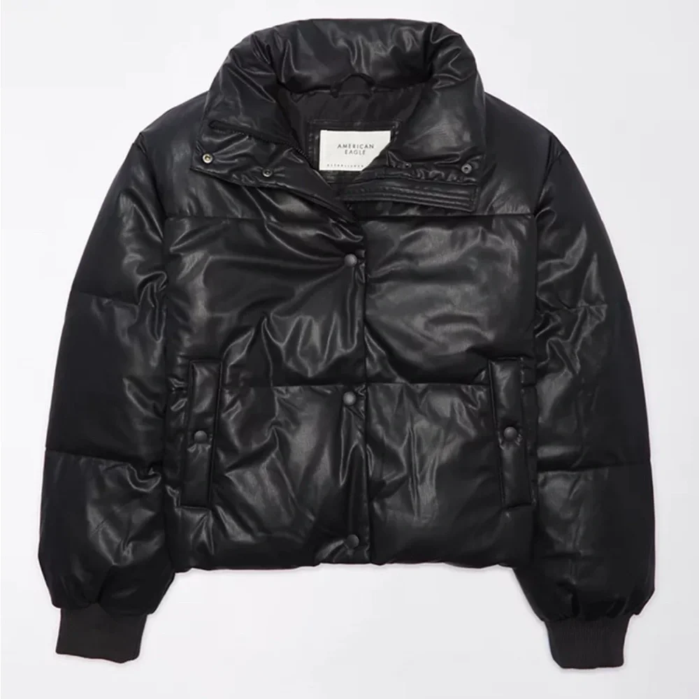 AE Vegan Leather Chill Puffer Jacket - Picture 2 of 9